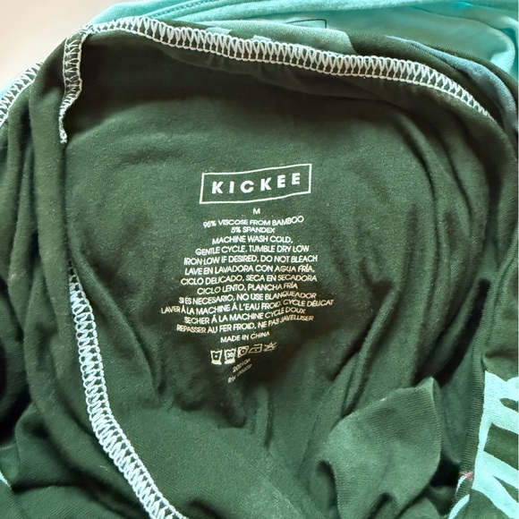 Kickee Pants Santa Dinos Women’s Loosey Goosey Teal Green Holiday Pajama Set - Picture 5 of 6